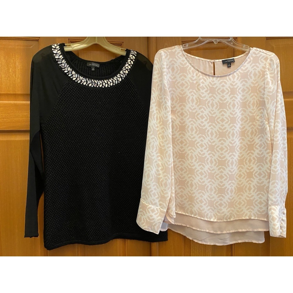 Limited Business Casual Dressy Women Sz Medium Lot Set Bundle Black Pink Blouse
